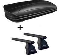 Coffre de toit VDPMAA320 verrouillable noir mat 320 Ltr + barres de toit Menabo Tema compatibles avec Mercedes Classe E W213 (4 portes) à partir de 2016 acier