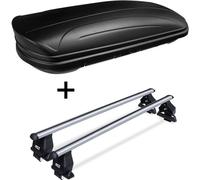 Coffre de toit VDPMAA320 verrouillable noir mat 320 Ltr + barres de toit Menabo Tema en aluminium compatibles avec Mini Cooper (3 portes) à partir de 2014