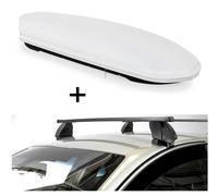 Coffre de toit VDPMAA460 460 litres blanc, verrouillable + barres de toit K1 MEDIUM compatibles avec Audi A4 (B6/8E/8H) (4 portes) 00-04