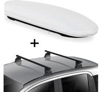 Coffre de toit VDPMAA460 460 litres blanc, verrouillable + barres de toit VDP EVO acier compatibles avec Opel Corsa D 3-5 portes 2006-2015