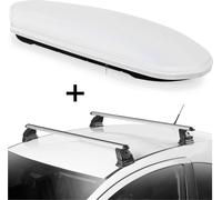 Coffre de toit VDPMAA460 460 litres blanc, verrouillable + barres de toit VDP EVO ALU compatibles avec Citroën C3 II 5 portes 2009-2016