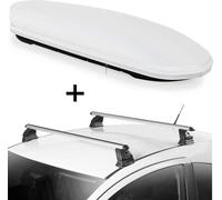 Coffre de toit VDPMAA460 460 litres blanc, verrouillable + barres de toit VDP EVO ALU compatibles avec Opel Corsa D 3-5 portes 2006-2015
