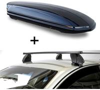 Coffre de toit VDPMAA460 460 litres noir brillant, verrouillable + barres de toit K1 MEDIUM compatibles avec Renault Laguna II (4 portes) 00-08