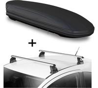 Coffre de toit VDPMAA460 460 litres noir mat verrouillable + barres de toit VDP EVO ALU compatibles avec Hyundai i20 (GB) 5 portes à partir de 2015