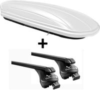 Coffre de toit VDPMAA460 460Ltr blanc verrouillable + barres de toit Quick compatibles avec Land compatible avec Rover Discovery (break 5 portes) à partir de 2017 surl. Rampe