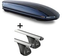 Coffre de toit VDPMAA460 460Ltr noir brillant verrouillable + barres de toit alu Aurilis VDP compatibles avec Honda Jazz II (5 portes) 2009-2013