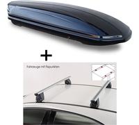 Coffre de toit VDPMAA580 580 litres, verrouillable, noir + barres de toit VDP Delta compatibles avec Citroën Nemo à partir de 2008