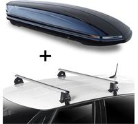 Coffre de toit VDPMAA580 580 litres verrouillable noir + barres de toit VDP EVO ALU compatibles avec Renault Captur 5 portes 2013-2019