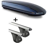 Coffre de toit VDPMAA580 580Ltr verrouillable noir + barres de toit alu Aurilis VDP compatibles avec Fiat Ulysse II (5 portes) 2002-2010