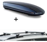 Coffre de toit VDPMAA580 580Ltr verrouillable noir + barres de toit CRV135 compatibles avec Honda Z (3 portes) 1999-2002