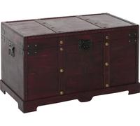 Coffre bois de décoration malle au trésor Valence aspect antiquité, 39x67x38cm - carré