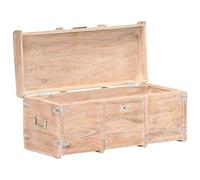 Coffre en bois d'acacia massif 90 x 40 x 40 cm avec couvercle verrouillable, assise, espace de rangement et poignées pour salon, chambre à coucher, couloir, rangement et organisation polyvalents