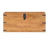 Coffre en bois d'acacia massif 90 x 40 x 40 cm avec couvercle verrouillable, coffre de siège stable et espace de rangement pour salon, chambre à coucher, couloir, coffre à linge et boîte à jouets