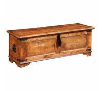 Coffre en bois de manguier brut fait à la main, 110 x 35 x 40 cm, coffre de siège en bois massif avec espace de rangement, couvercle pliable, rangement vintage pour salon, chambre à coucher, couloir