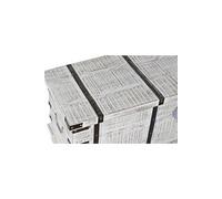 Coffre en bois de manguier coloris blanc et metal noir - Longueur 116 x Profondeur 40 x Hauteur 45 cm --