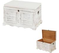 Banc banquette / coffre de rangement T356, style shabby 50x76x45cm ~ blanc