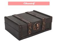 Coffre en bois Vintage avec serrure, boîte à bibelots en bois Antique, boîte de rangement au trésor, boîte de rangement décorative