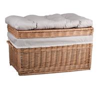 Coffre en Osier Buff avec Coussin de siège - Industriel - Loft - 60x39x39 cm