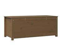 Coffre en pin massif marron miel 110 x 50 x 45,5 cm, espace de rangement pour salon et chambre à coucher, robuste, avec vérin à gaz, système de rangement moderne pour l'ordre et l'espace