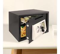 Coffre-fort 16 l avec 2 clés et serrure électronique - Coffre-fort mural électronique en acier ferreux - Coffre-fort pour affaires, argent, bijoux, objets de valeur - 35 x 25 x 25 cm - Noir