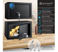 KESSER® Coffre-fort de meubles avec serrure à double panneton, coffre-fort Armoire à monnaie Coffre-fort mural au sol 31 x 20 x 20 cm avec 2 x clés et vis de fixation