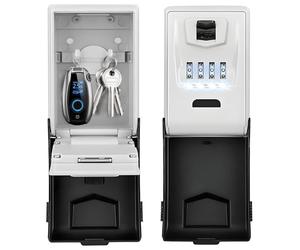 Coffre-fort à clés Boite a clefs securisee exterieur mit Zahlencode,Groß 4 Stellig Boite a cle Beleuchteten,Wasserdicht Rostfrei Schlüsseltresor Außen,für Zuhause,Büro,Schule,Garage und Mehr (Noir1)