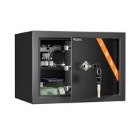 Coffre-Fort avec 2 Clés, WASJOYE Boîte de Serrure à Clé, 19L Boîte de Sécurité à Domicile/Bureaux, Coffre-Fort en Acier pour Ranger l'Argent, Bijoux, Médicaments, Téléphones, Passeports, 25*35*25cm