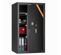 Coffre-Fort avec 2 Clés, WASJOYE Grand Boîte de Serrure à Clé, 67L Boîte Sécurité à Domicile/Bureaux, Coffre-Fort en Acier pour Ranger l'Argent, Bijoux, Médicament, Téléphone, Document, 62.5*37*31cm