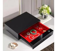 Coffre-fort Biométrique à Tiroir en Acier à Accès Rapide 3 Modes D'accès Rapide : Empreinte Digitale/clavier/clé pour Table de Chevet, Lit, Maison(464mm)