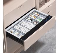 Coffre-fort Biométrique pour Bijoux à Empreinte Digitale Coffre-fort Coulissant en Acier pour Objets de Valeur avec Tiroir à Éjection Automatique, Doublure en Velours, Clavier Numérique(864mm)