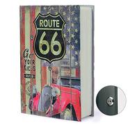 Coffre-fort caché en forme de livre - Faux livre - Boîte de stockage secrète avec serrure offre de sécurité portable pour livres secrets, idéal pour les voyages (à clé, Route 66)
