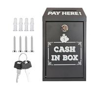 Coffre-Fort, Caisse À Monnaie, 14,5x7,5x26 Cm Boîte Aux Lettres Murale Avec Clé, Boîte À Suggestions En Métal Avec Fente Sur Le Dessus, Caisse En Fer Pour La Maison, Le Bureau, Les Affaires, Noir
