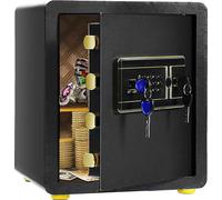 Coffre-fort COSTWAY 45L avec clavier numérique, 2 clés maître et 2 clés de secours incluses, avec étagère amovible & système d'alarme sensible