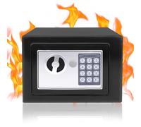 Coffre-fort de 4,6 L - Acier anti-perçage - Serrure par mot de passe - Clé d'urgence antivol - Compartiment pour dépôt d'argent et d'argent - Bureau à domicile - Montage mural à la maison