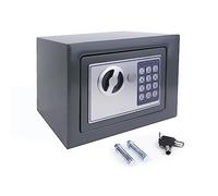Coffre-fort de 4,6 l - Double panneton - En acier - Coffre-fort pour documents/argent liquide/argent - Verrouillage automatique - Gris (22,9 x 17,2 x 17,1 cm)