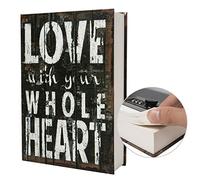 Coffre-fort de diversion en forme de livre de type dictionnaire en papier véritable, avec serrure à code/clé (format M à combinaison, LOVE)