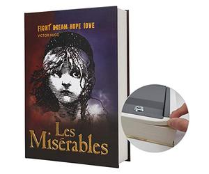 Coffre-fort de diversion en forme de livre de type dictionnaire en papier véritable, avec serrure à code ormat M à clé, Les Miserables)
