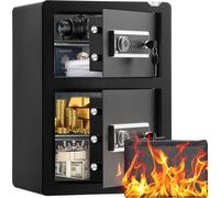 Coffre-fort de meubles avec mot de passe et serrure à clé - Coffre-fort en acier de sécurité avec système d'alarme et éclairage LED - Séparateur réglable en hauteur - Design anti-mouvement