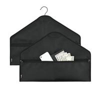 Coffre-fort de poche caché - Imperméable et ignifuge - Se range sous les vêtements suspendus avec poche - Compartiment sûr pour cacher des objets de valeur pour le voyage ou la maison - 1 pièce, noir