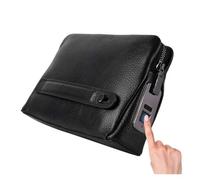 Coffre-fort de sécurité Coffre-fort à empreintes digitales Portefeuille en cuir à fermeture éclair for hommes Sac à main antivol de sécurité à empreintes digitales intelligent pour la maison, le burea