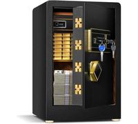 Coffre-Fort de Sécurité Électronique COSTWAY-28,31 L Clavier Numérique-2 Clés-Double Système d'Alarme-Étagère Amovible-38x35,5x59 cm