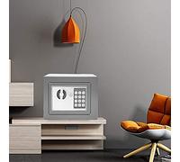 Coffre-fort électronique - 23x17x17cm, 4,6L Petit Coffre Fort avec Numérique Serrure à Combinaison et 2 clés d'urgence, Fixations murales et au sol, Pour Bureau, La maison, Hôtel, Gris