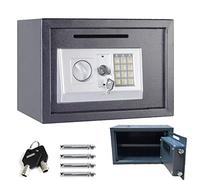 Coffre-fort électronique avec combinaison numérique, coffre-fort pour argent liquide, pour le bureau et la maison, coffre-fort numérique avec bouton numérique, 2 clés, 2 vis de montage 4,6 l (23 x 17