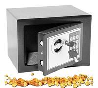 Coffre-fort électronique numérique de 4,6 L pour petit argent, clé et mot de passe en acier robuste avec 2 clés pour bureau, maison, hôtel, montage mural ou au sol, 17 x 23 x 17 cm, gris