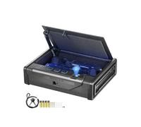 VEVOR Coffre-Fort de Pistolet en Acier Coffre-Fort Biométrique pour 2 Pistolets 3 Moyens de Déverrouillage par Empreintes Digitales Clés et Combinaison pour Bijoux Armes de Poing Voiture 26x18x5 cm