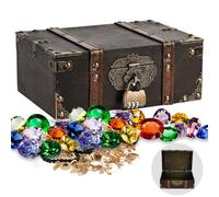Coffre Fort en Bois, Boite avec Cadenas, Coffre au Trésor en Bois Pirate 23.5 * 16 * 9.5cm, Coffre au Trésor en Bois Tirelire Portable Pour Ramasser des Objets/Jouer le Jeu, Boite Pirate Enfant Gris