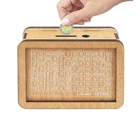 Coffre-Fort en Bois - Compteur d'argent | Boîte De Défi D’épargne Financière | Tirelire en Bois Euro | Boîte Bancaire en Bois | Caisse D'épargne Amusante avec Cible Et Chiffres pour | Adultes