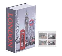 Coffre Fort en forme de Livre, Mini de livre pour l'argent, London Coffre-fort d'imitation avec serrure à combinaison, Boîte de rangement secrète, pour cacher la clé, Espèces, Bijoux