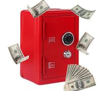 Coffre-Fort en métal pour, boîte de Rangement avec Mot de Passe - Coffre-Fort et Compartiment à Billets - Cadeaux pour Anniversaire, Noël, Nouvel an, Rouge, Voir Description, Voir Description