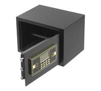 Coffre-fort familial avec étagère amovible 22 l Coffre-fort en acier Fixation murale Double serrure avec clé à code Affichage LED Alarme pour la maison et le bureau Noir Stockage des objets de valeur